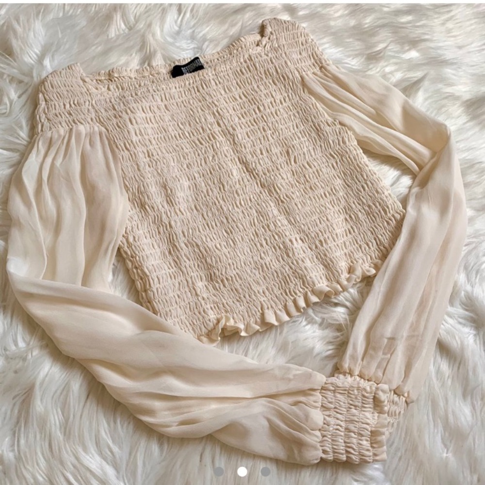 SOLD Cream Shirred Reformation Top